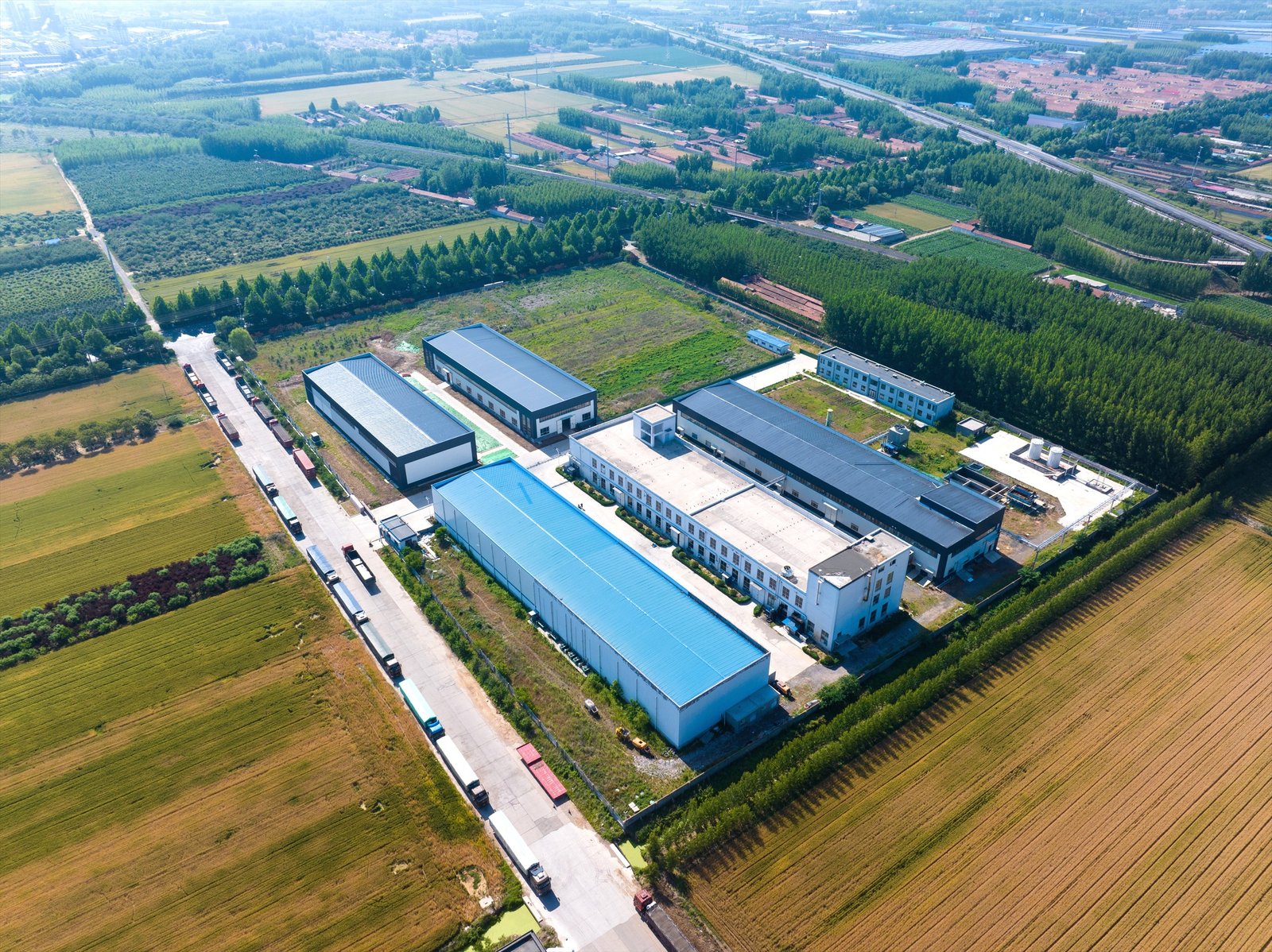 Aerial view of a manufacturing site shown in supplier materials